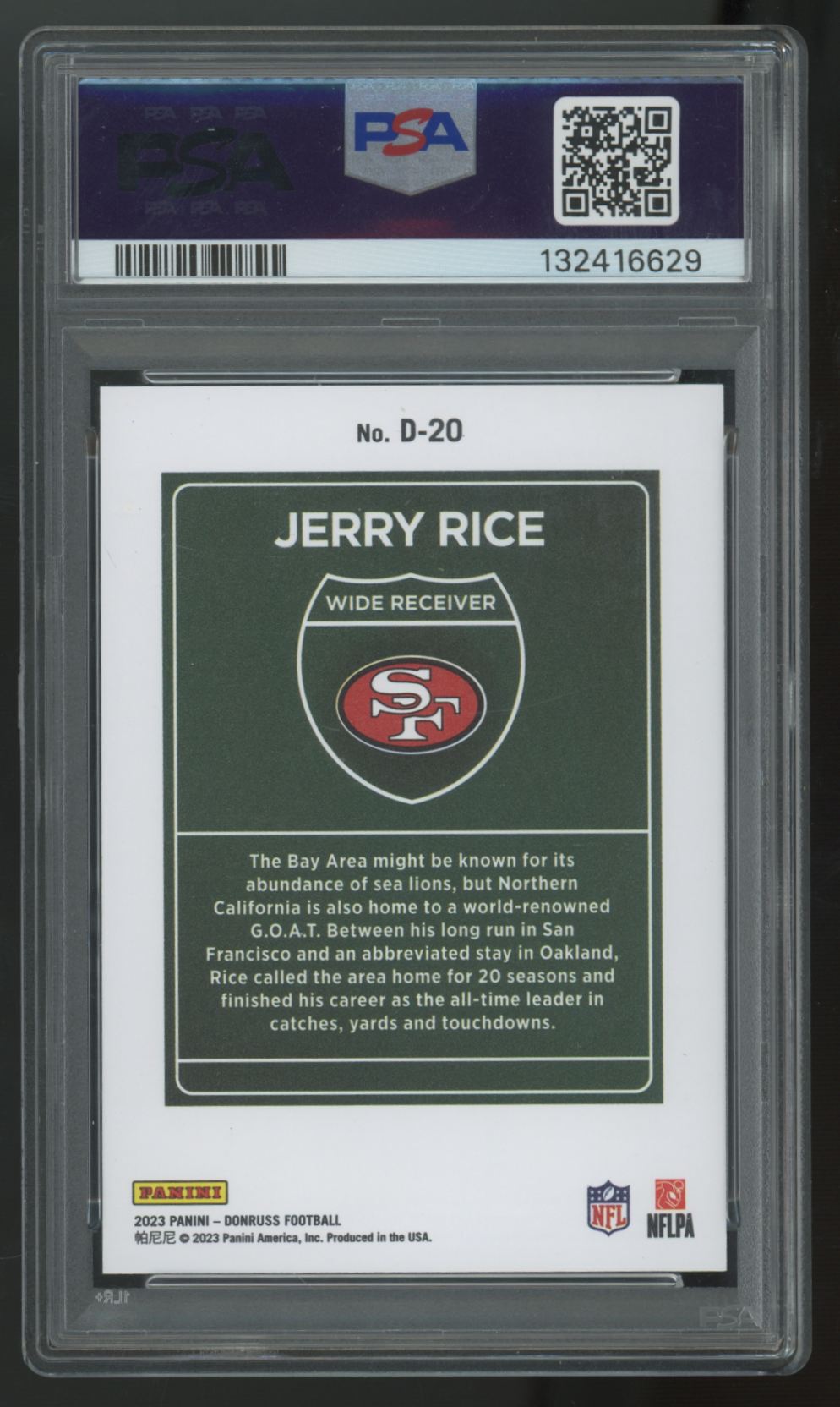 2023 Panini Donruss Jerry Rice Downtown SSP #D-20 PSA 9