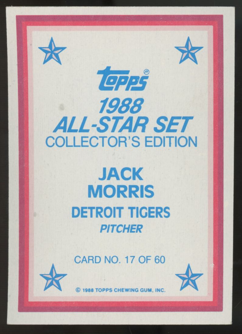 1988 Topps All-Star Jack Morris Signed IP Auto #17