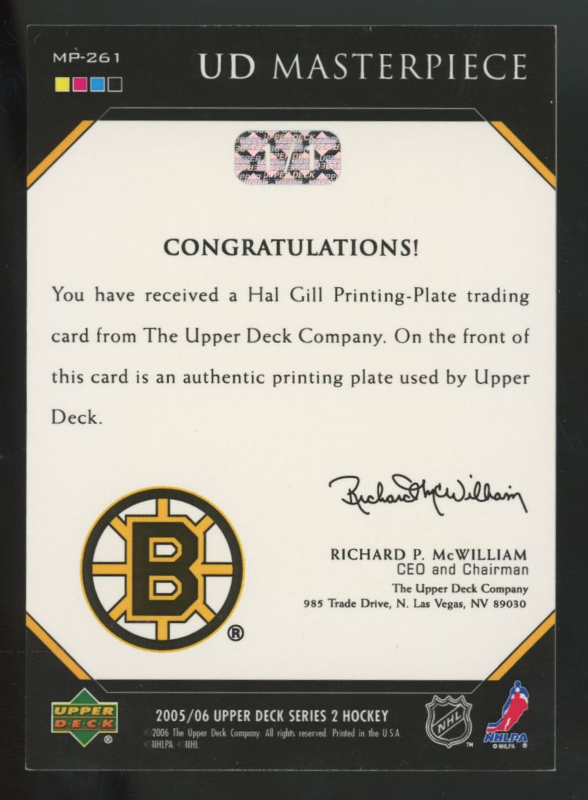 2005-06 UD Series 2 Hal Gill Masterpiece Black Printing Plate 1/1 #MP-261