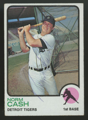 1973 Topps Norm Cash #485 Signed Auto JSA