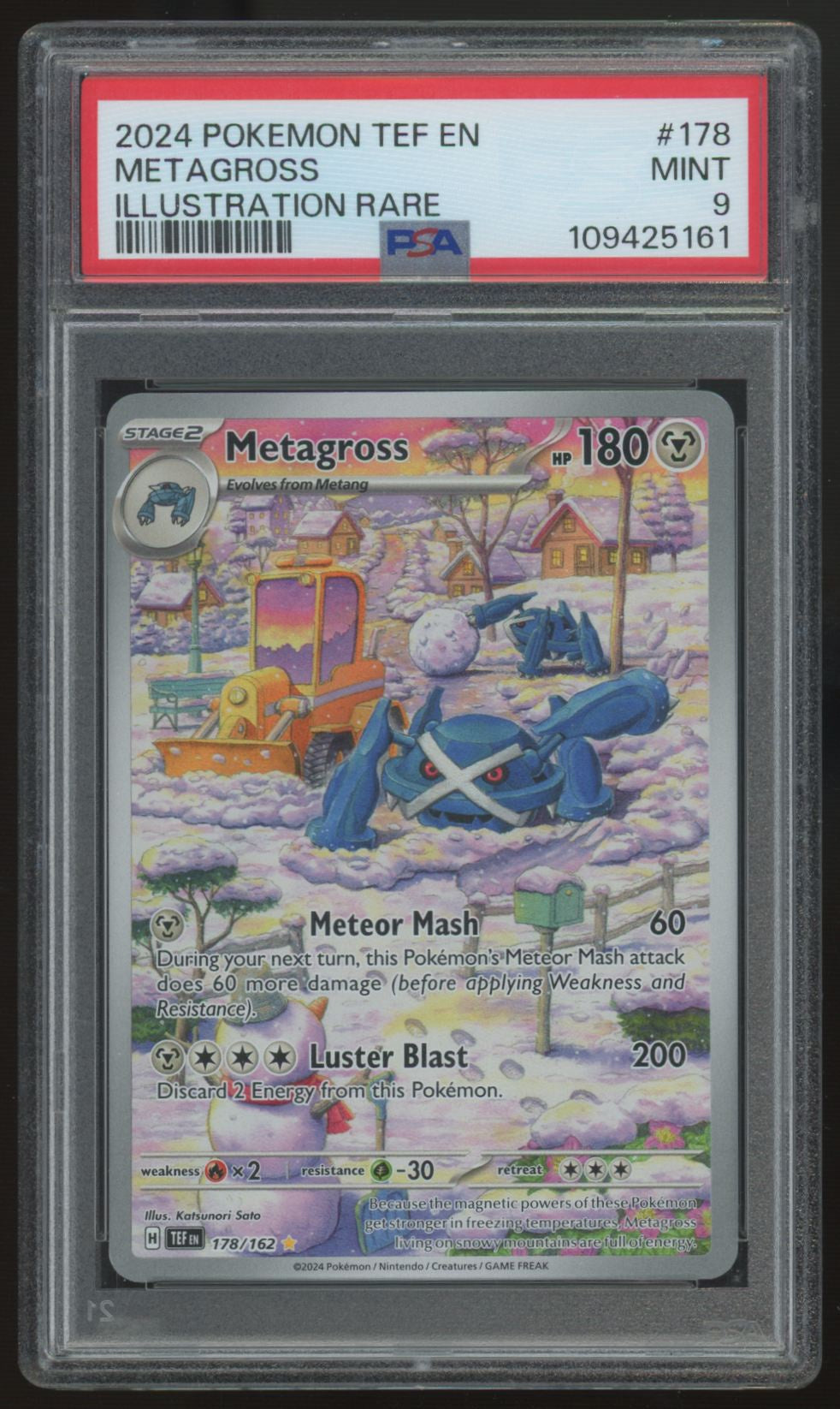 2024 Pokemon Metagross Temporal Forces Illustration Rare #178 PSA 9