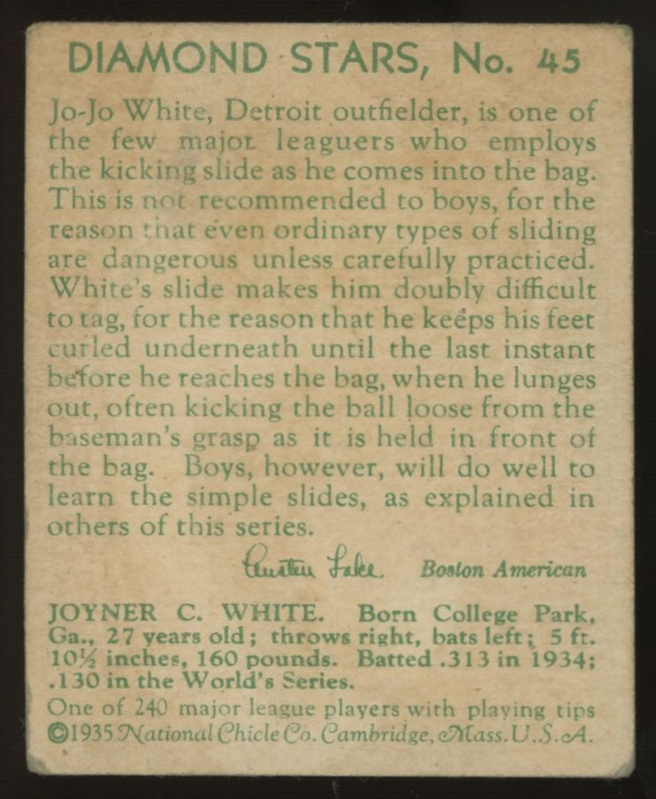 1934-36 1935 Diamond Stars Jo Jo White #45 Poor "B"