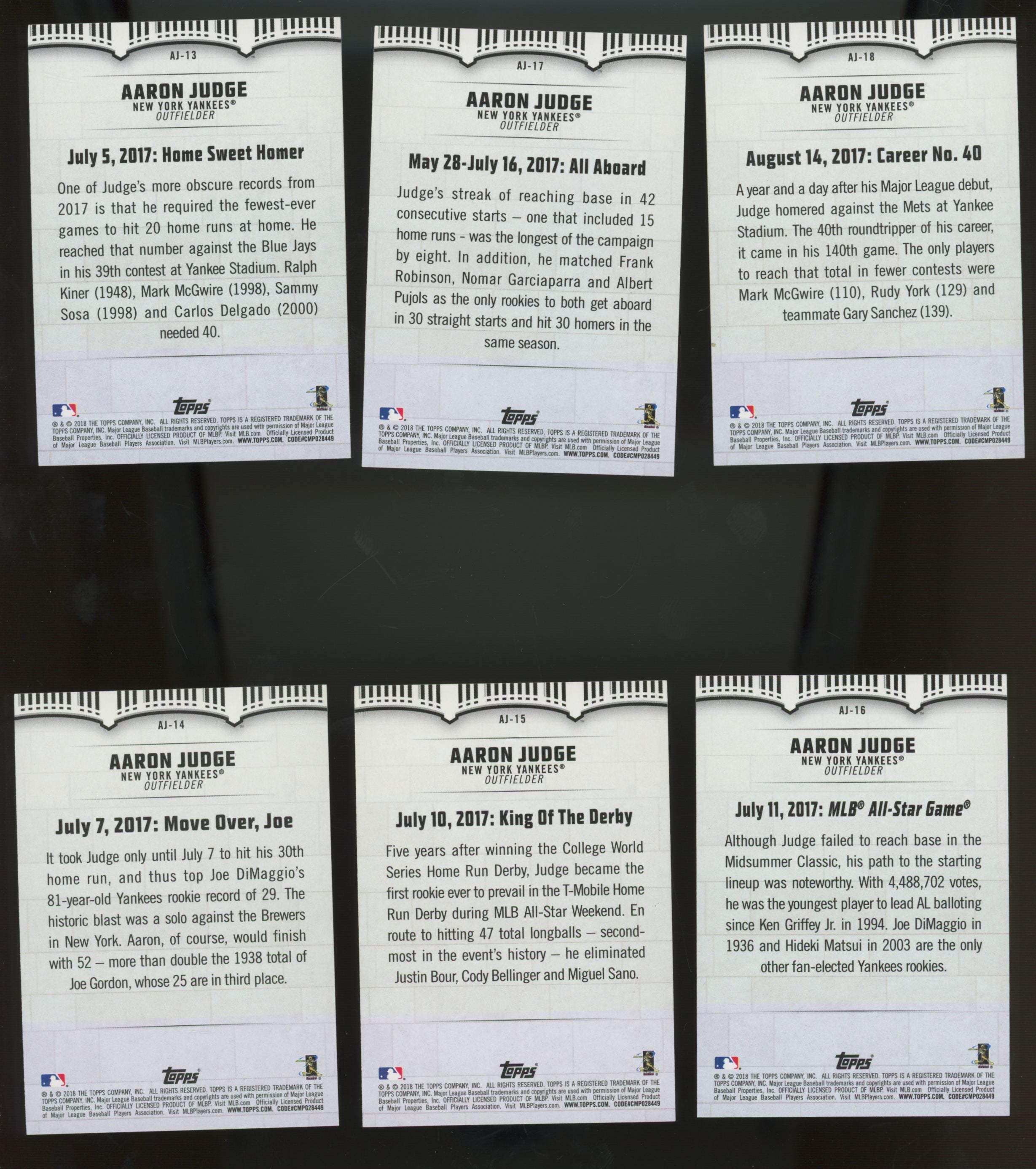 2019 Topps Aaron Judge Highlights Target Complete Set (30/30)