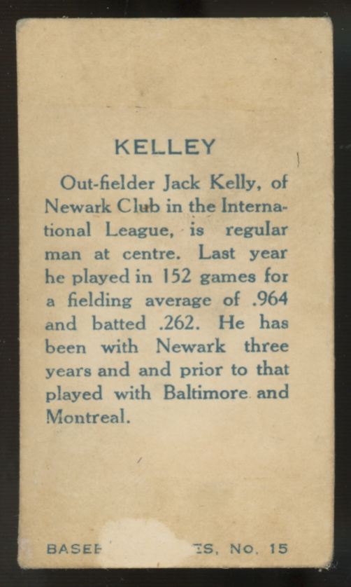 1912 C46 Imperial Jack Kelley #15 G/VG (Paper Loss)
