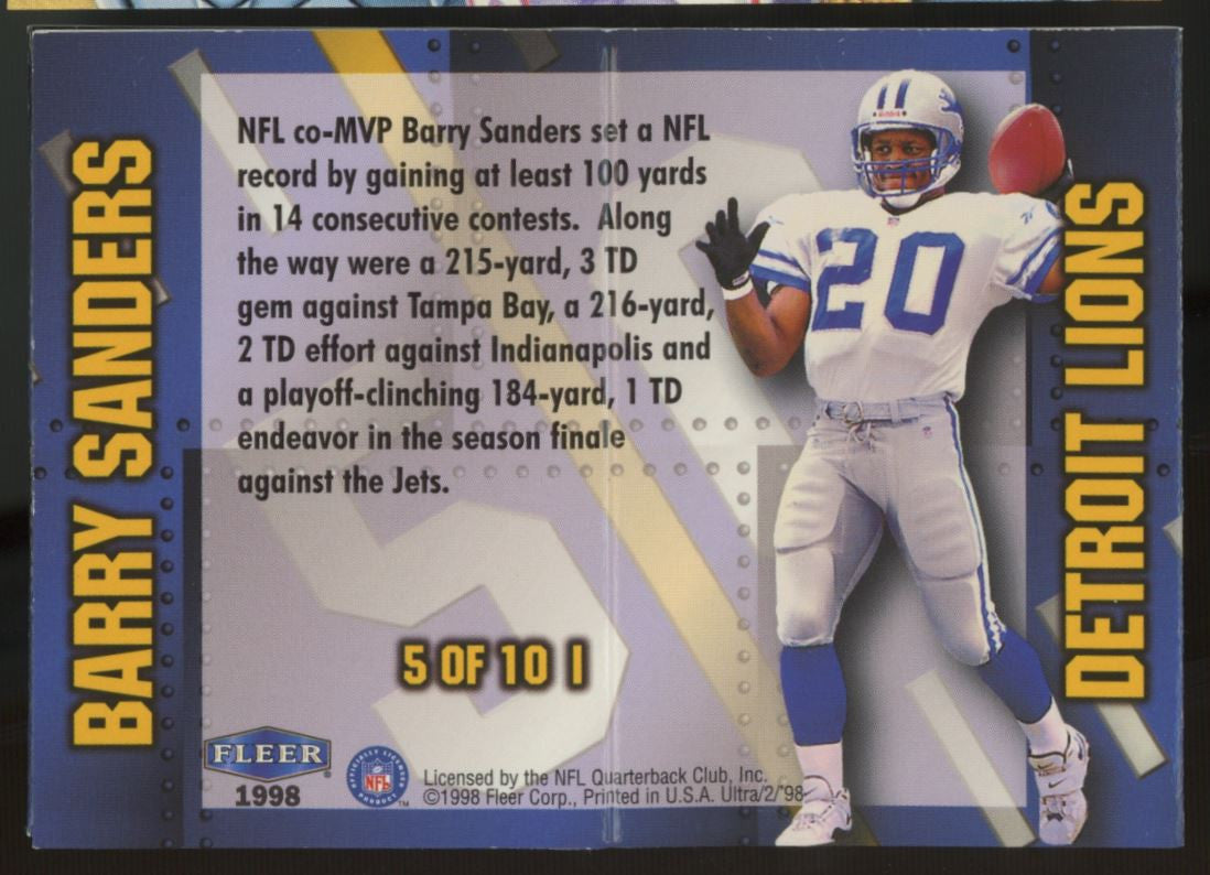 1998 Fleer Ultra Barry Sanders Indefensible #5
