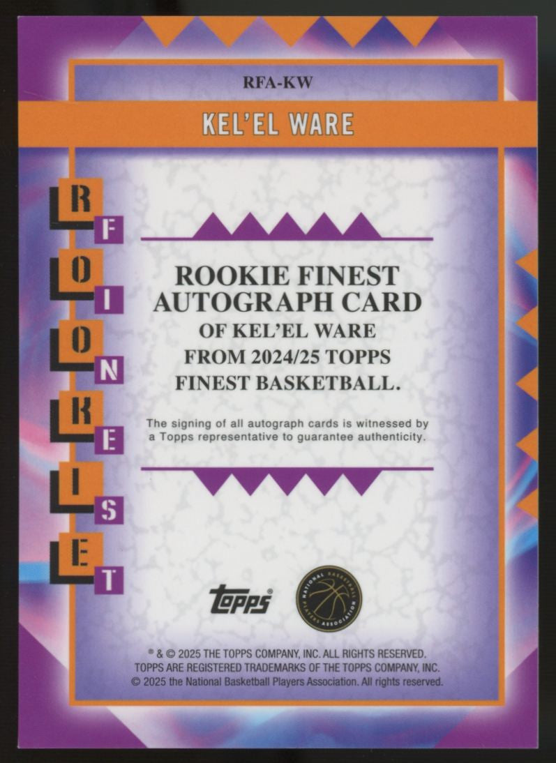 2024/25 Topps Finest Kel'el Ware RC Auto Blue Geometric /99 #RFA-KW