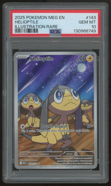 2025 Pokemon Helioptile Mega Evolution Illustration Rare #143 PSA 10