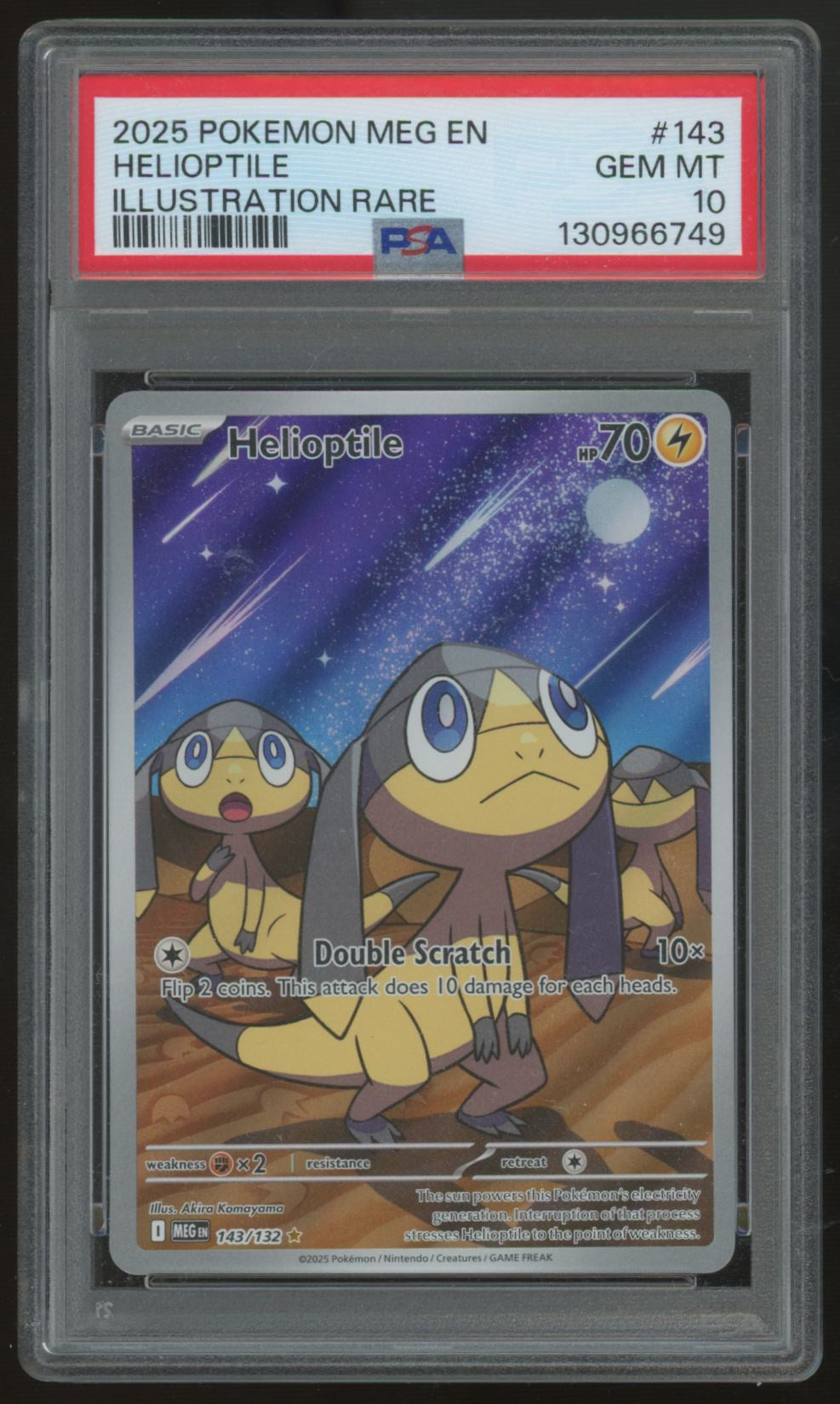 2025 Pokemon Helioptile Mega Evolution Illustration Rare #143 PSA 10