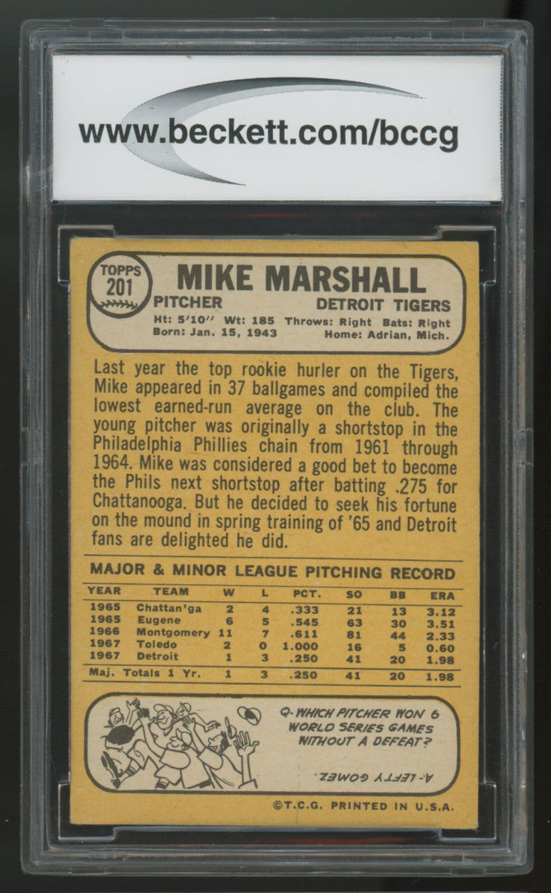 1968 Topps Mike Marshall RC #201 BCCG 8