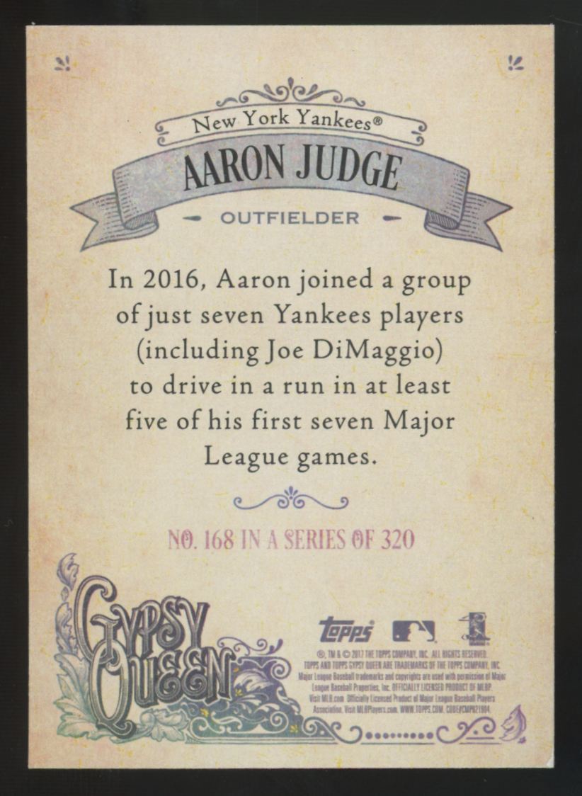 2017 Topps Gypsy Queen Aaron Judge RC #168