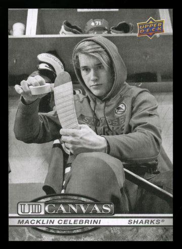 2025-26 Upper Deck Series 2 Macklin Celebrini RC Black & White Canvas #C-124