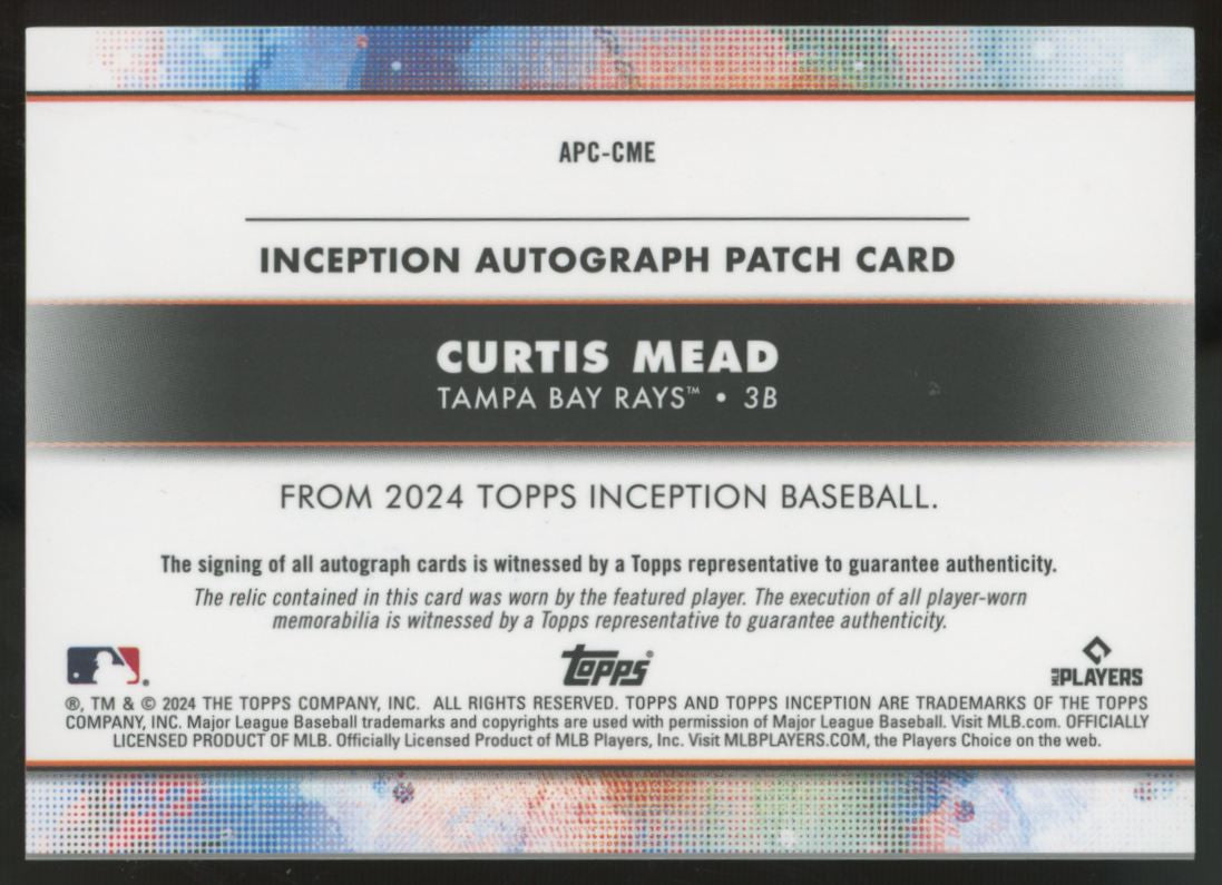 2024 Topps Inception Curtis Mead RC Patch Auto RPA /299 #APC-CME
