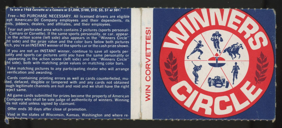 1968 American Oil Mickey Mantle / Bart Starr Winner's Circle Panel