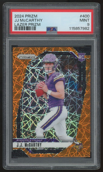 2024 Panini Prizm J.J. McCarthy RC Orange Lazer #400 PSA 9