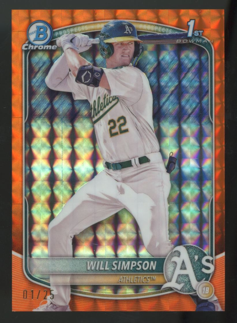 2025 Bowman Will Simpson 1st Chrome Prospect Orange Geometric /25 #BCP-35