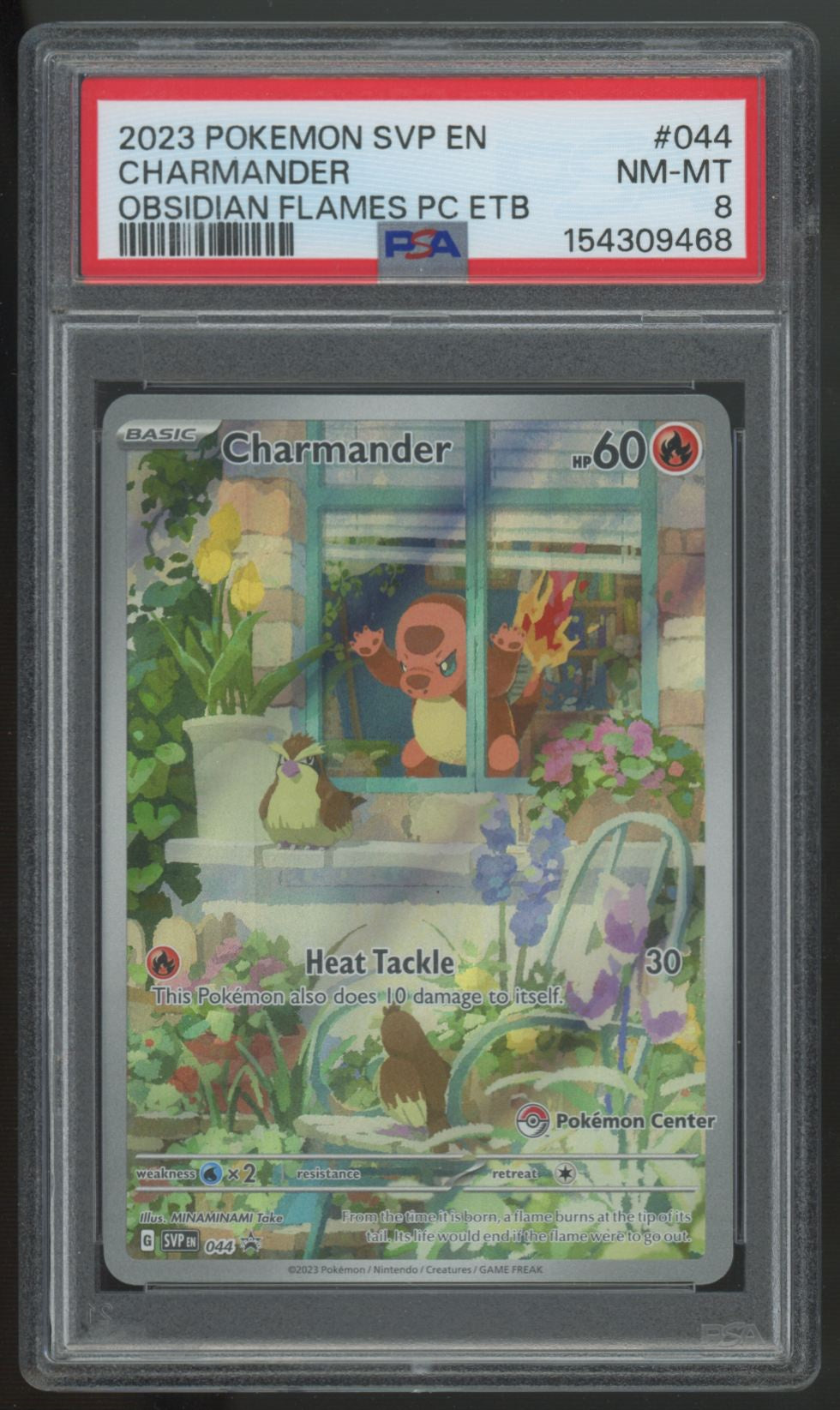 2023 Pokemon Charmander Obsidian Flames Pokemon Center ETB Promo #44 PSA 8