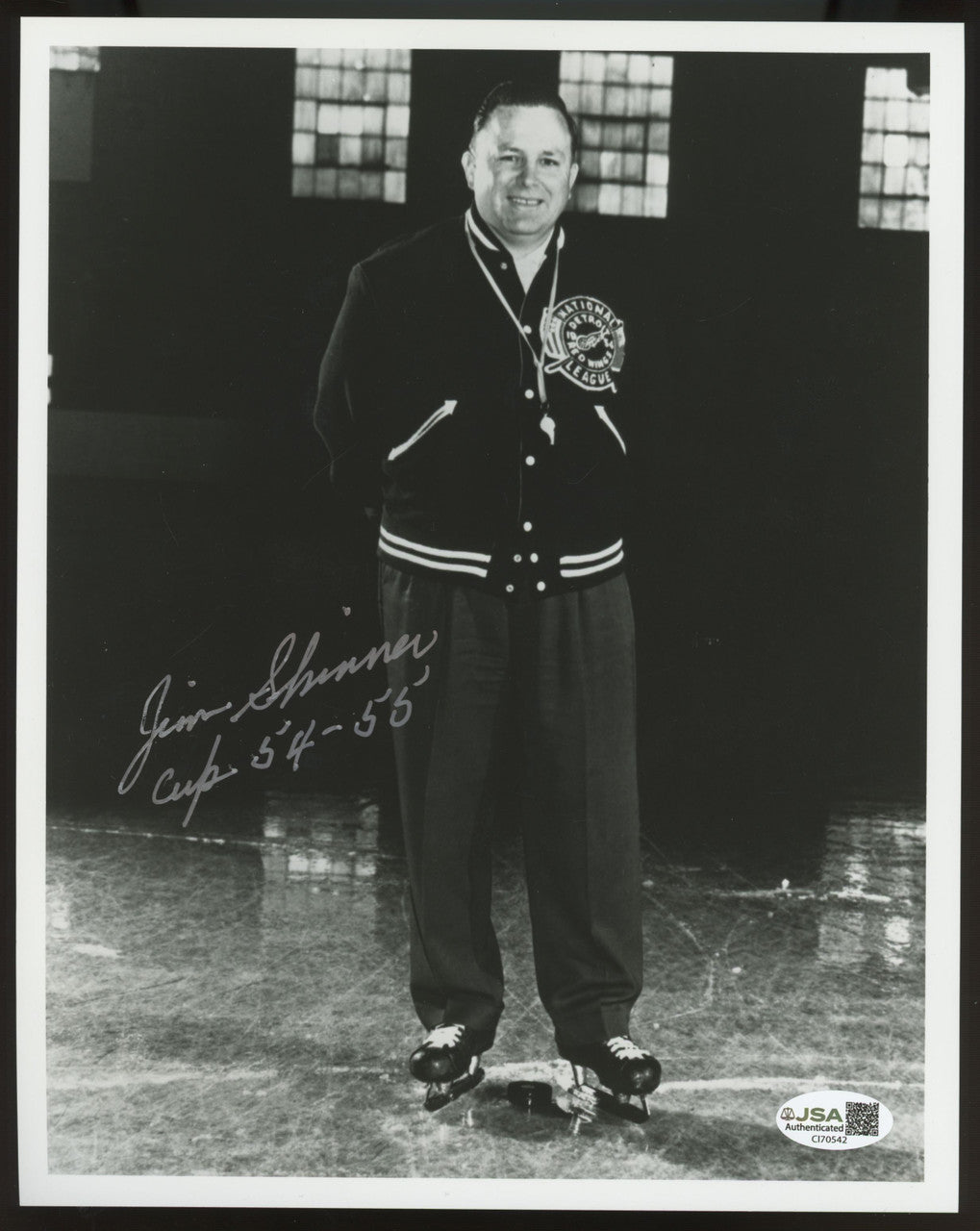 Jim Skinner Signed Autographed Inscribed 54-55 Stanley Cup Champs 8x10 Photo JSA