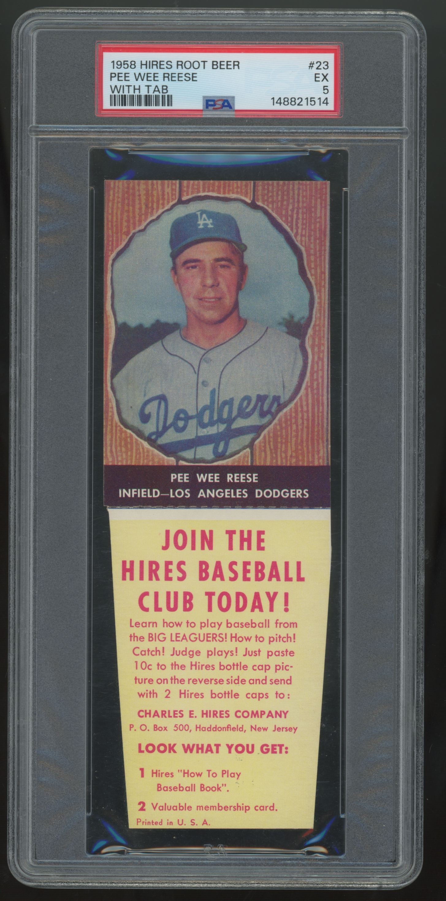 1958 Hires Root Beer Pee Wee Reese With Tab #23 PSA 5