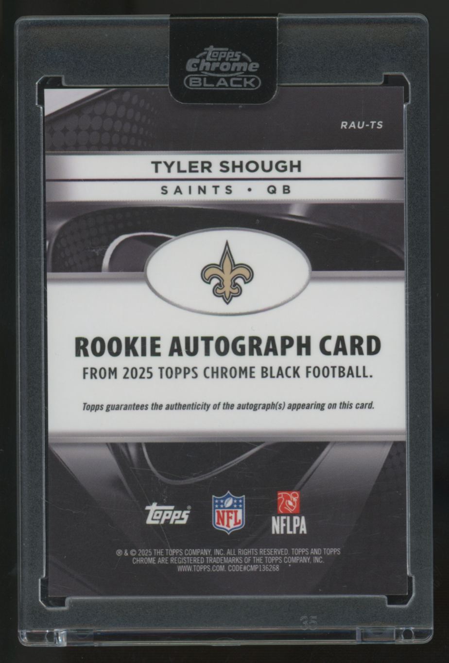 2025 Topps Chrome Black Tyler Shough RC Green Auto /99 #RAU-TS
