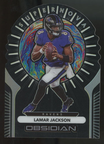 2020 Panini Obsidian Lamar Jackson Yellow Supernova Die-Cut /10 #S5