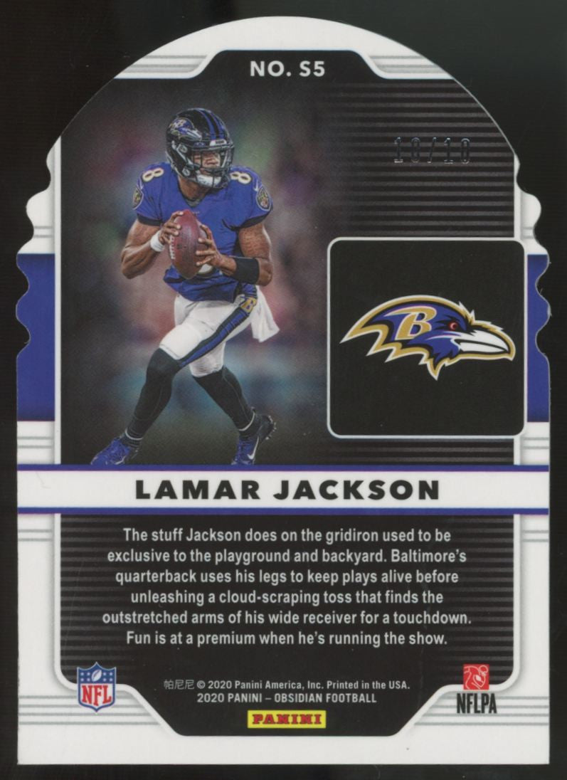 2020 Panini Obsidian Lamar Jackson Yellow Supernova Die-Cut /10 #S5