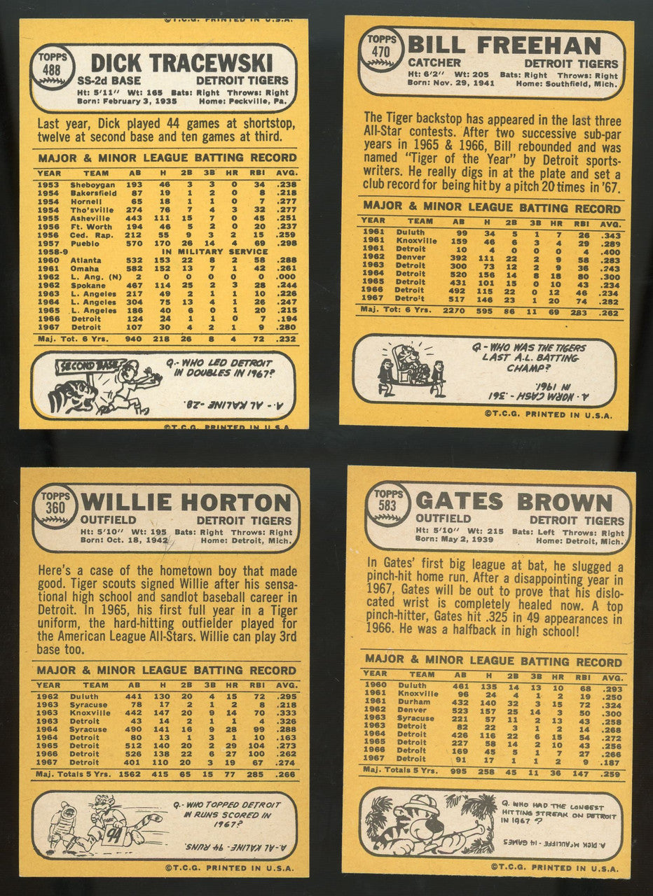 1968 Topps Detroit Tigers Team Set (20) Kaline McLain EX/MT-NM