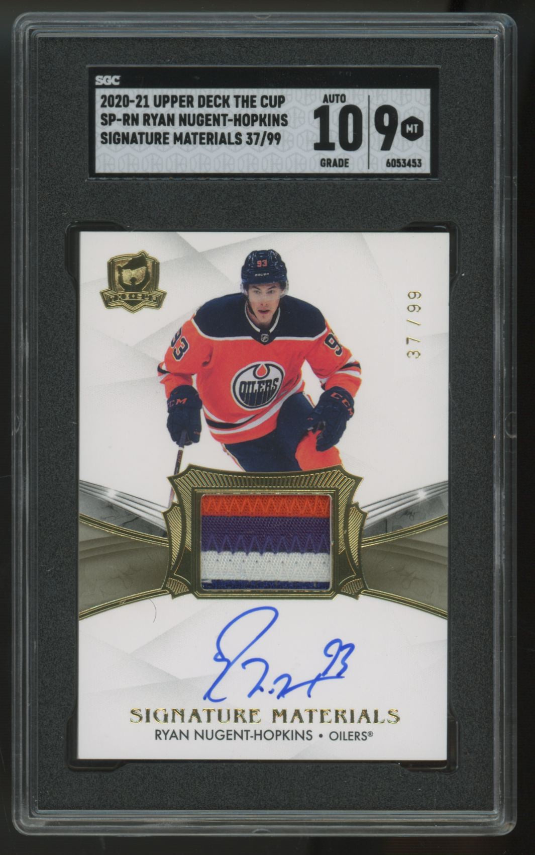 2020-21 UD The Cup Ryan Nugent-Hopkins Materials Patch Auto /99 #SP-RN SGC 9 10