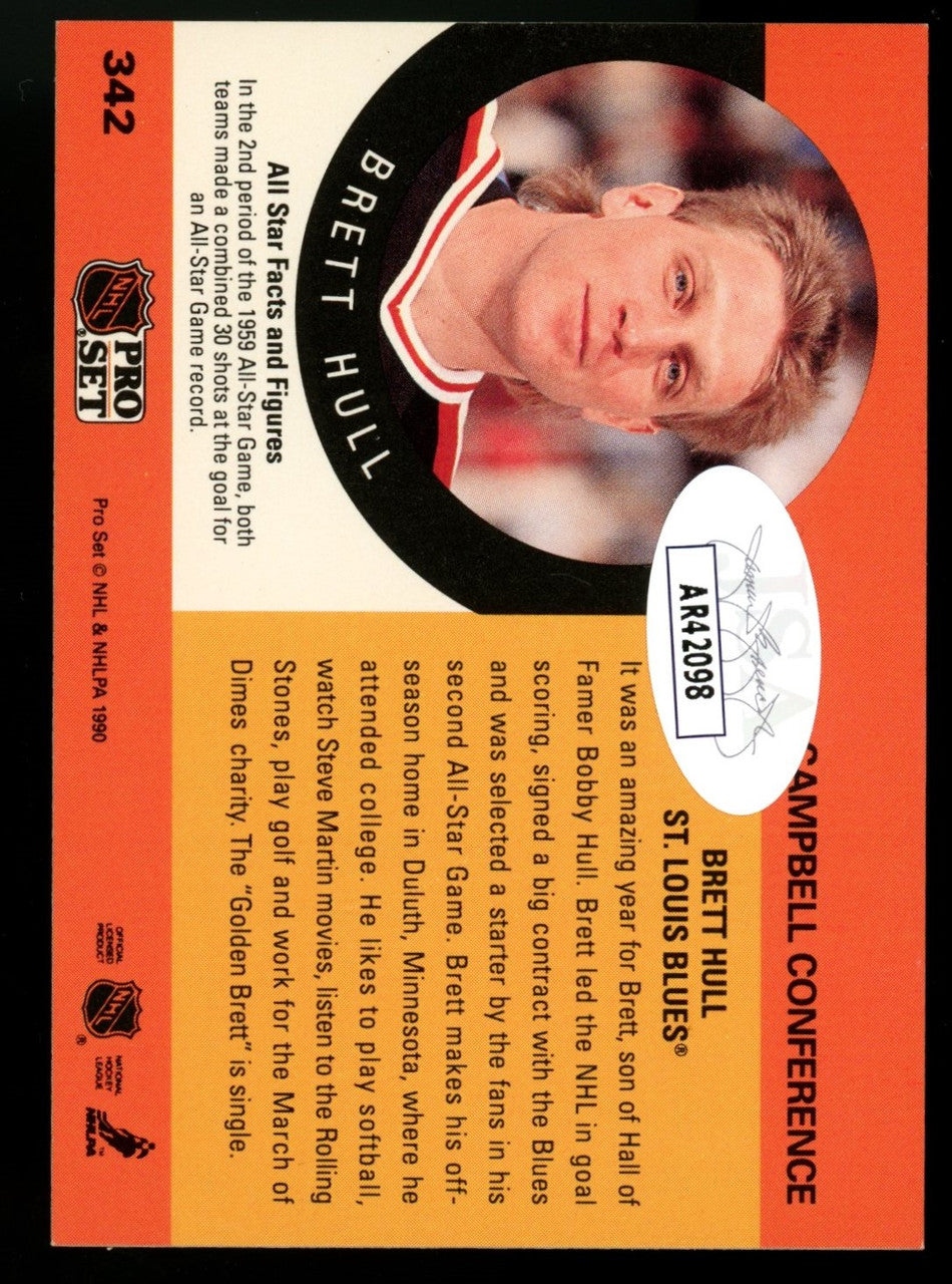 1990-91 Pro Set Brett Hull #342 Signed Auto JSA