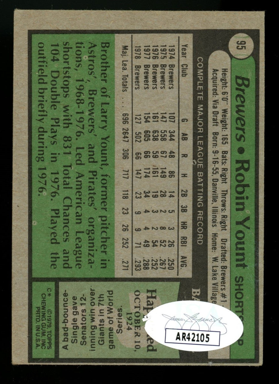 1979 Topps Robin Yount #95 Signed Auto JSA