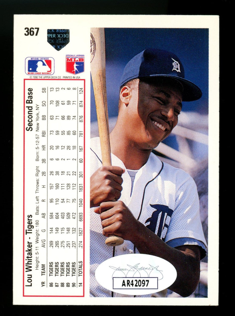 1991 Upper Deck Lou Whitaker #367 Signed Auto JSA