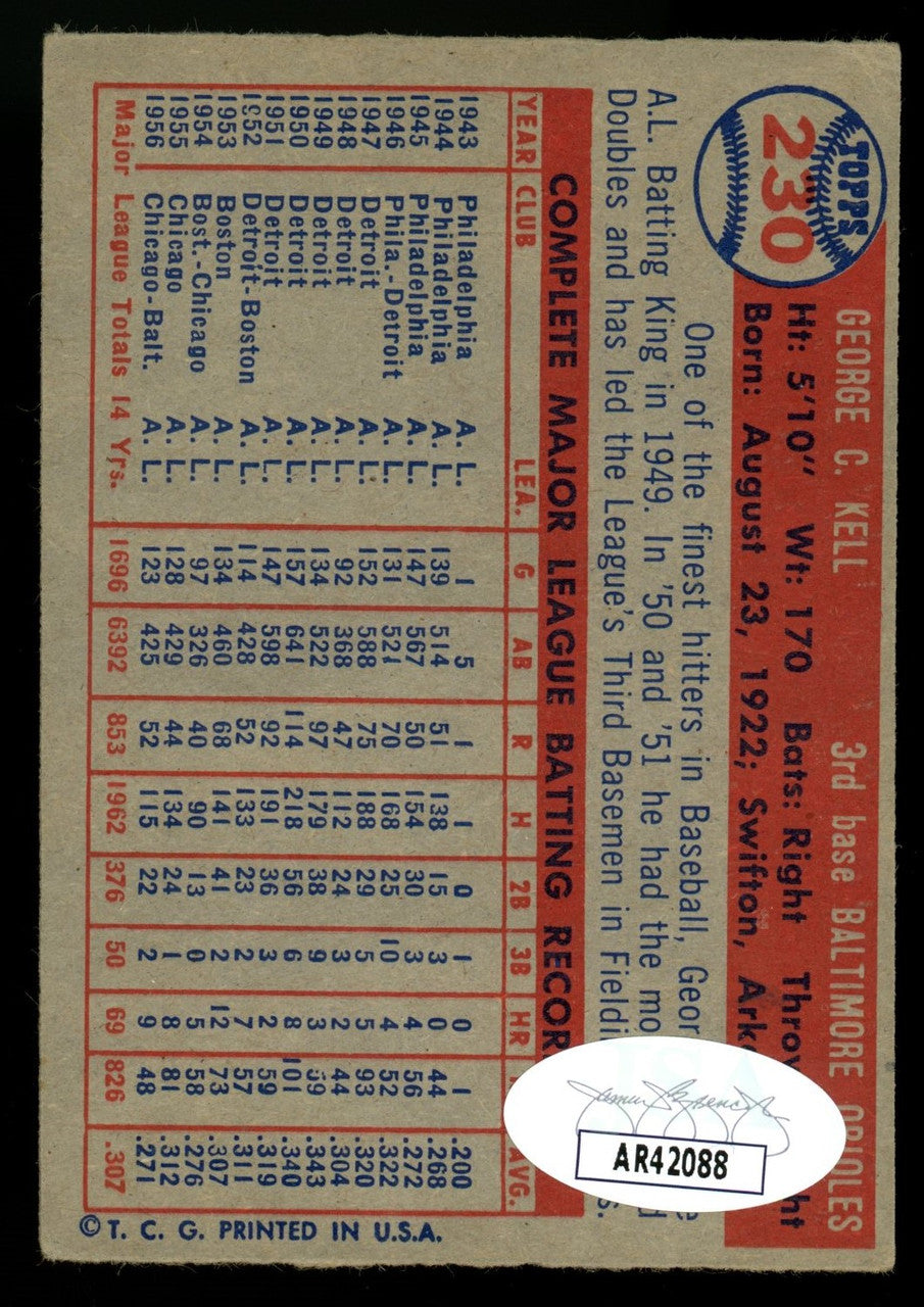 1957 Topps George Kell #230 Signed Auto JSA