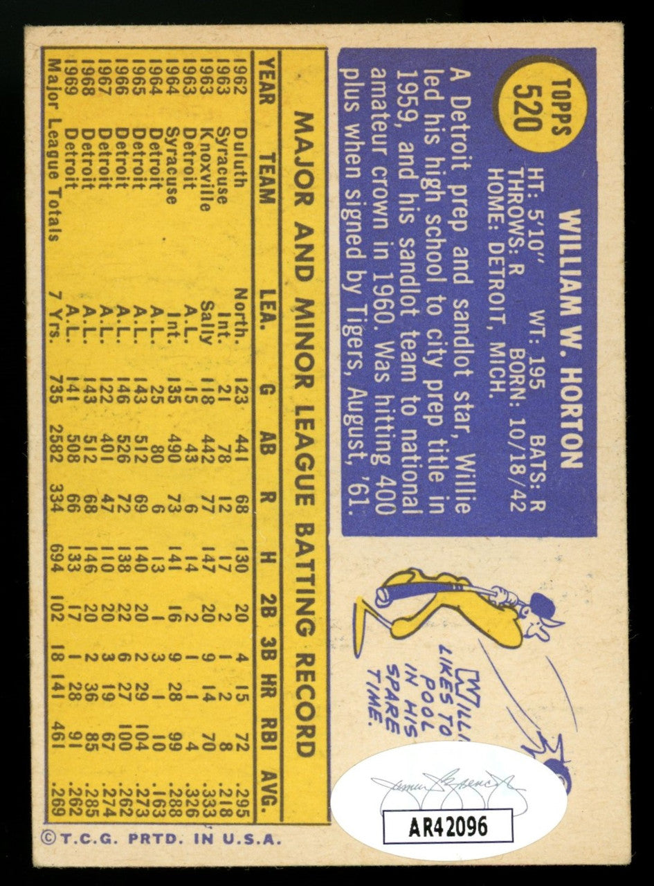 1970 Topps Willie Horton #520 Signed Auto JSA