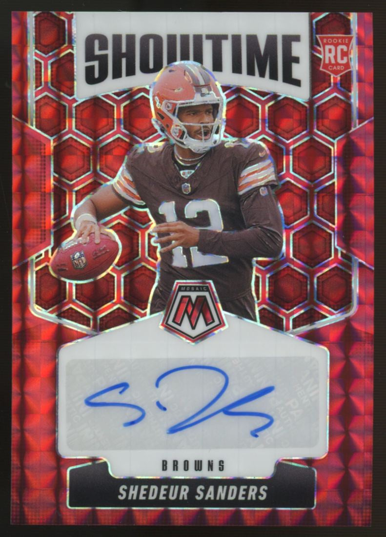 2025 Mosaic Shedeur Sanders RC Red Showtime Signatures Auto /199 #SOS-SSA