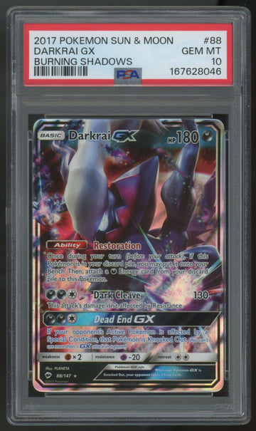 2017 Pokemon Darkrai GX Burning Shadows Holo #88 PSA 10