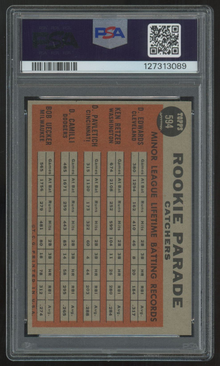 1962 Topps Bob Uecker RC Rookie Parade #594 PSA 6 *089