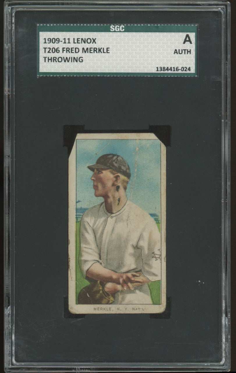 1909-1911 T206 Fred Merkle Throwing Lenox Black Back SGC Authentic