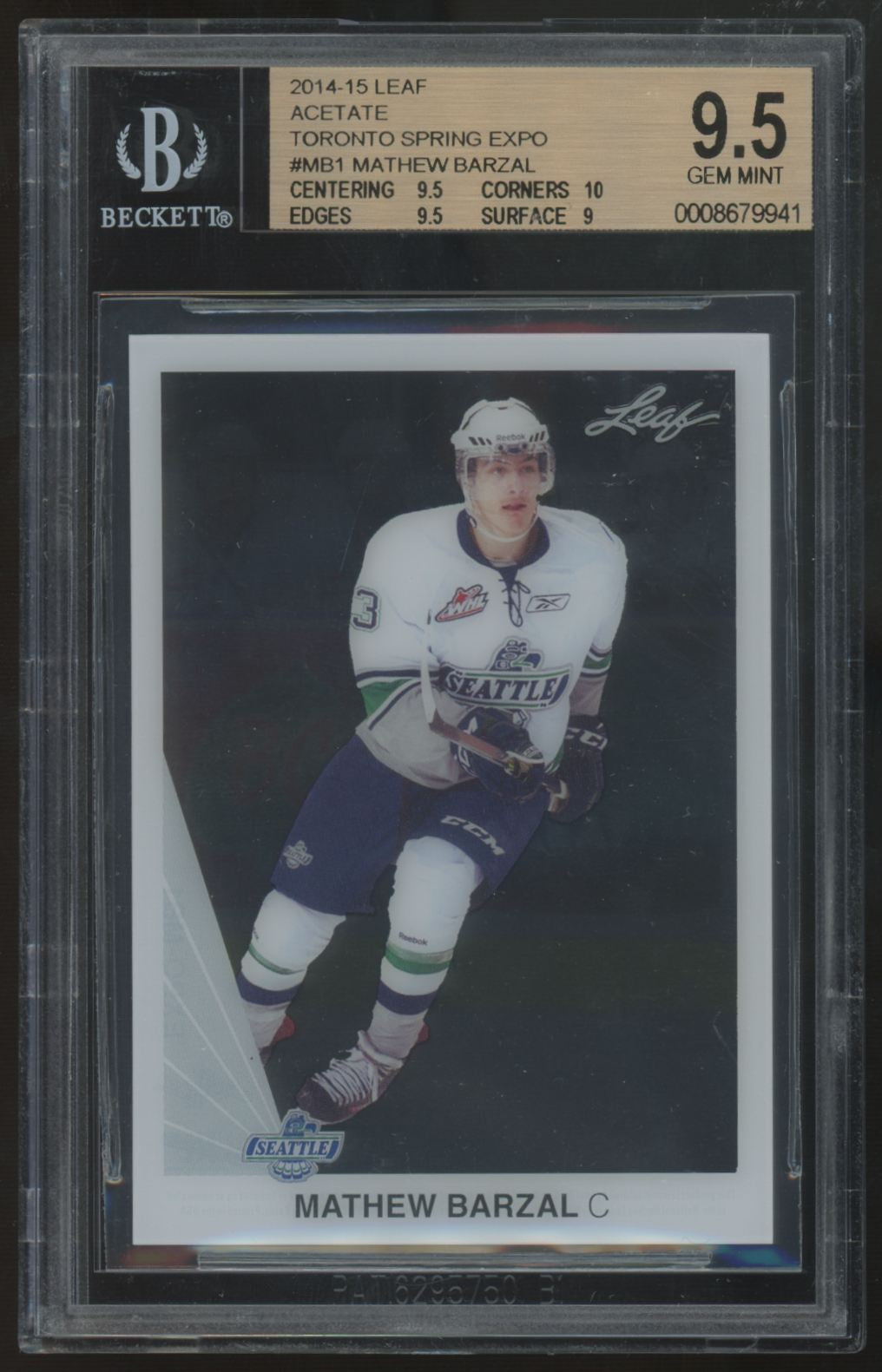 2014-15 Leaf Acetate Mathew Barzal Spring Expo #EXPO-MB1 BGS 9.5