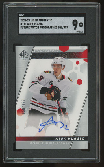 2022-23 Upper Deck SP Authentic Alex Vlasic RC Future Watch Auto /999 #111 SGC 9