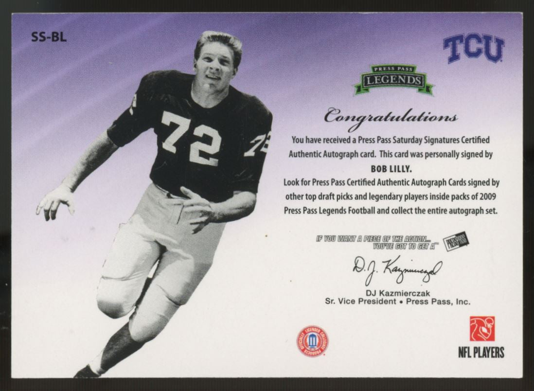 2009 Press Pass Legends Bob Lilly Saturday Signatures Auto /25 #SS-BL