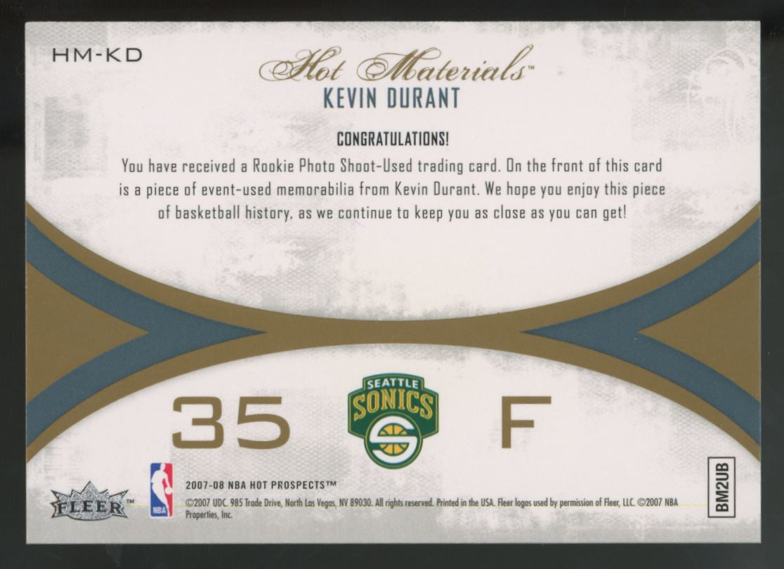 2007-08 Fleer Hot Prospects Kevin Durant Hot Materials Patch #HM-KD