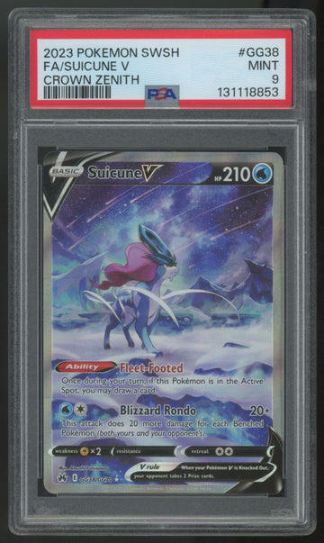 2023 Pokemon Suicune V Crown Zenith Full Art #GG38 PSA 9 (C)