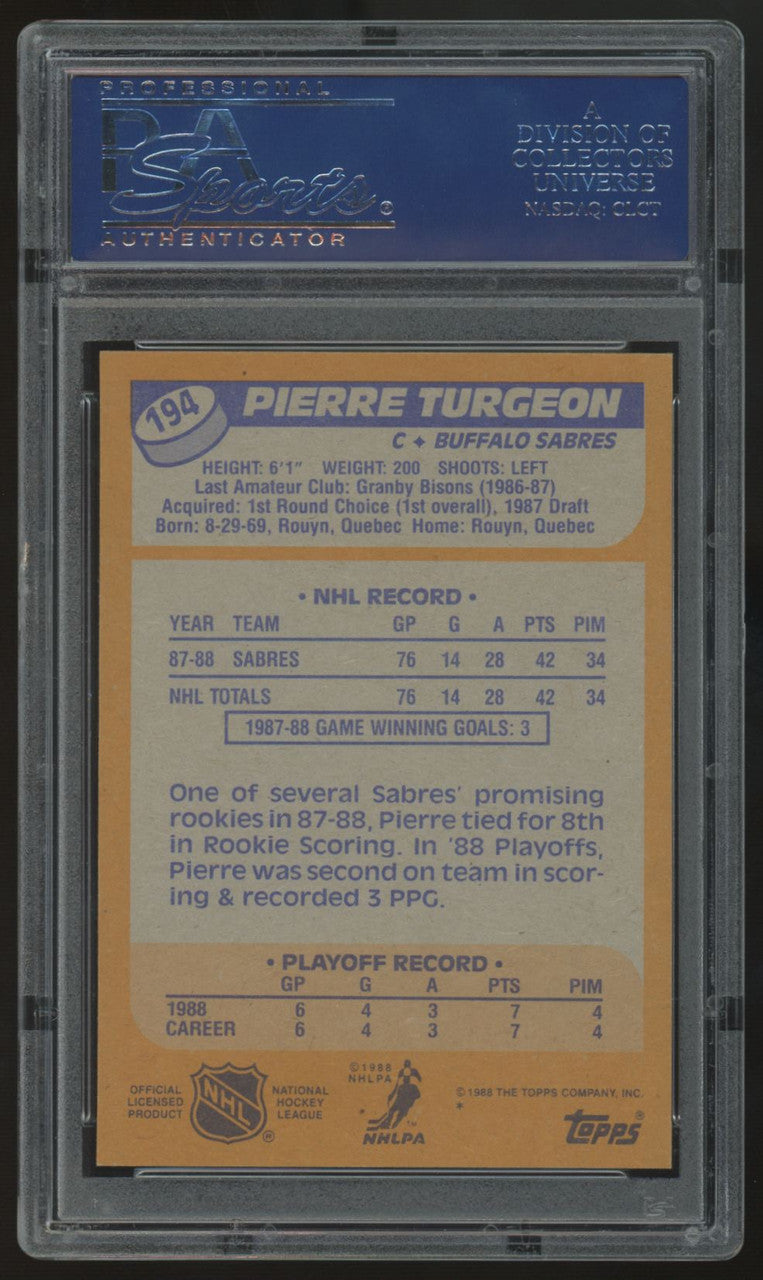 1988-89 Topps Pierre Turgeon RC #194 PSA 9