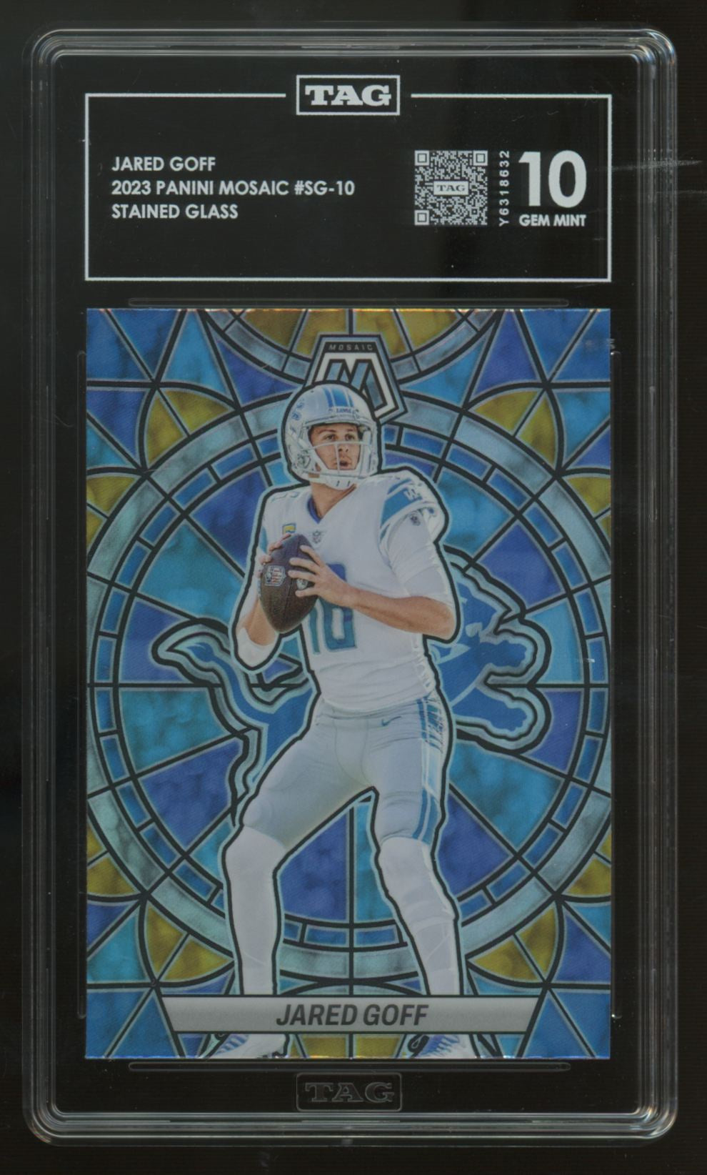 2023 Mosaic Jared Goff Stained Glass Prizm SSP #SG-10 TAG 10