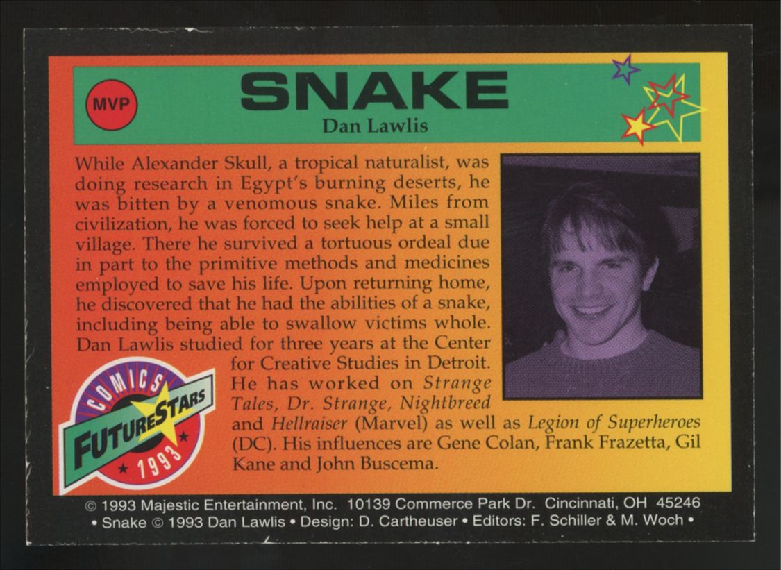 1993 Majestic Comics Future Stars Snake/Dan Lawlis MVP Signed Auto