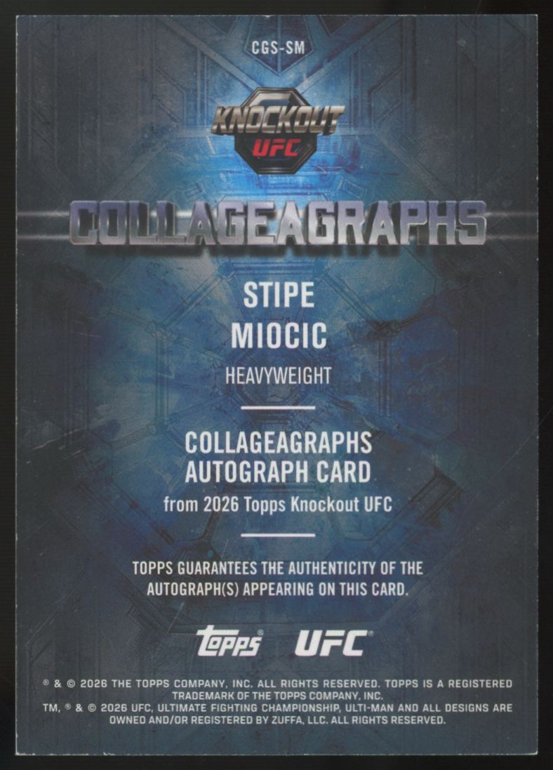 2026 Topps Knockout UFC Stipe Miocic Collageagraphs Auto 01/99 #CGC-SM