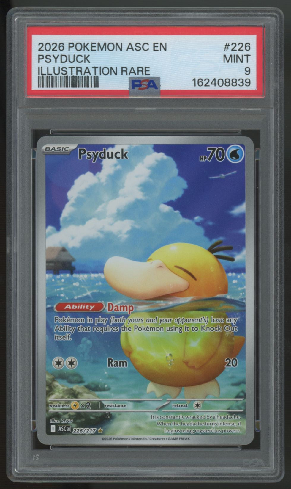 2026 Pokemon Psyduck Ascended Heroes Illustration Rare #226 PSA 9