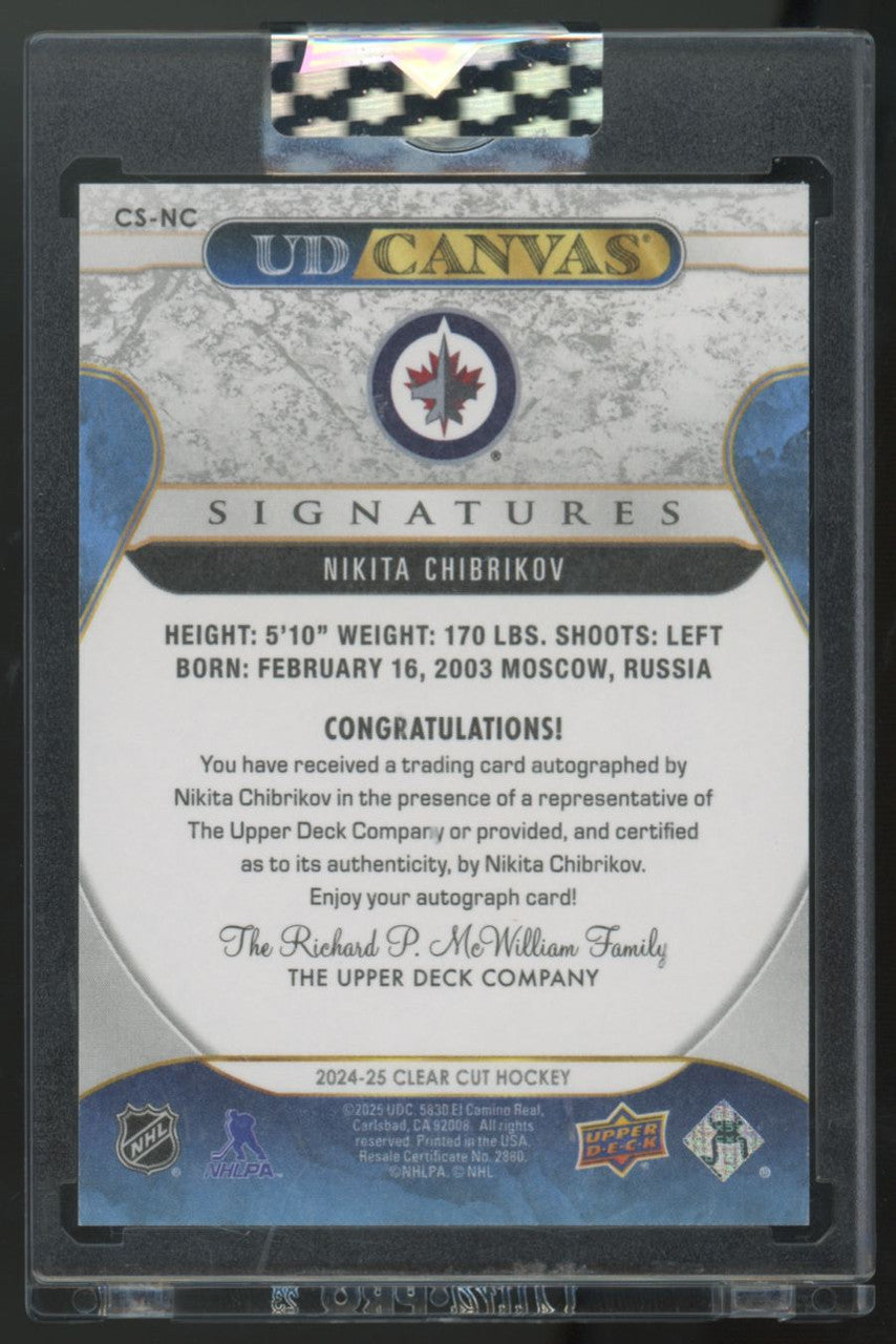 2024-25 UD Clear Cut Nikita Chibrikov Canvas Auto Hand Numbered /90 #CS-NC