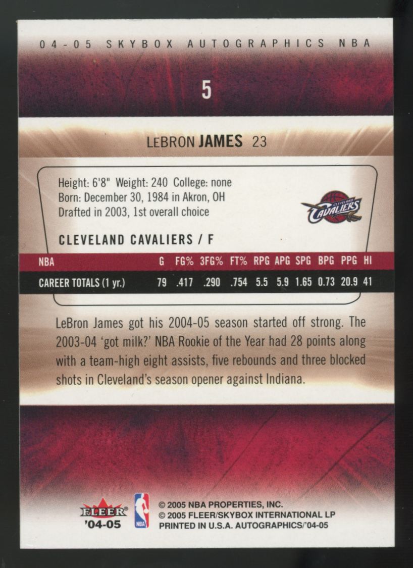 2004-05 Fleer Autographics LeBron James #5