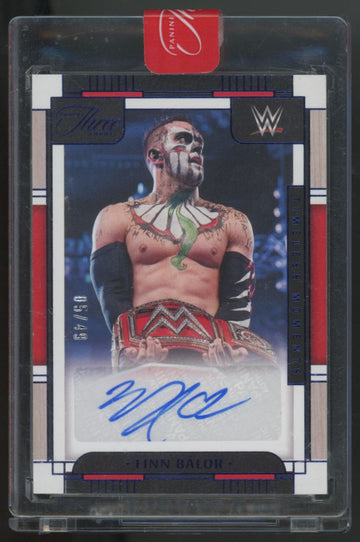 2024 Panini Three Count WWE Finn Balor Blue Timeless Moments Auto /49 #TV-FBL