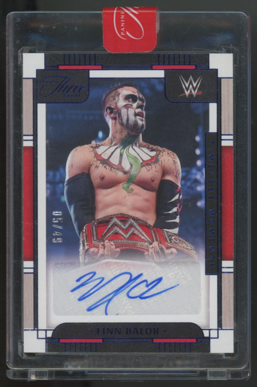 2024 Panini Three Count WWE Finn Balor Blue Timeless Moments Auto /49 #TV-FBL